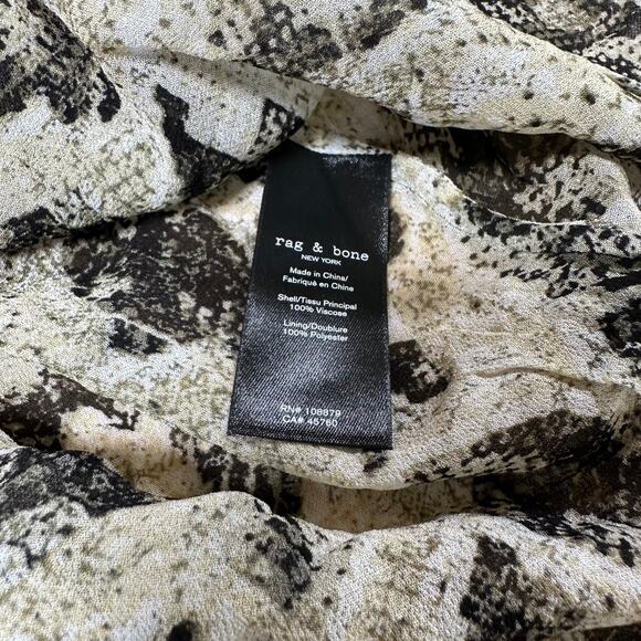 Rag & Bone NWT Yuni Snake Print Blouse Light Green Size L Long Sleeve Sheer - Picture 9 of 11